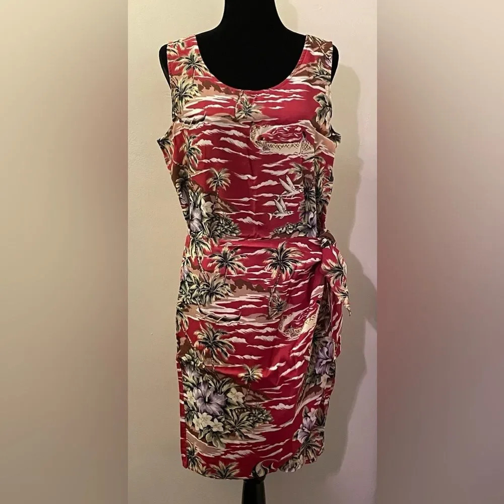 Hilo Hattie Red Tropical Midi Dress